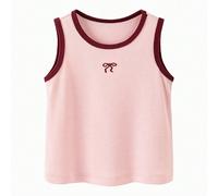 T-shirt senza maniche in modal per ragazze, dolce e elastica, un capo essenziale per l'estate senza sudore 9-12M,18-24M,3-4 anni,5 anni,7 anni,8 anniFloreale,PianteMiscele di cotone