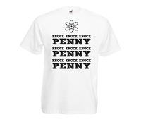 T-Shirt Sheldon Knock Knock Penny Maglietta Ispirata Big Bang Theory Uomo (Medium, Bianco)