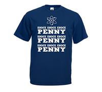T-Shirt Sheldon Knock Knock Penny Maglietta Ispirata Big Bang Theory Uomo (Small, Blu Navy)