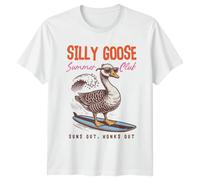 T-shirt Silly Goose Summer Club, Suns Out Honks Out, Surfing Goose