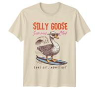 T-shirt Silly Goose Summer Club, Suns Out Honks Out, Surfing Goose