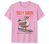 T-shirt Silly Goose Summer Club, Suns Out Honks Out, Surfing Goose