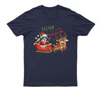 T-shirt Sleigh My Name Babbo Natale unisex regalo retrò stagionale...