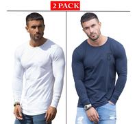 T Shirt Slim Fit Uomo Manica Lunga Designer Pura Curva