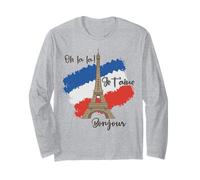 T-shirt souvenir Oh La-La Je T'aime Bonjour Paris France Maglia a Manica