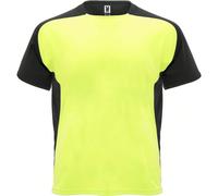 T-shirt sportiva a maniche corte per bambini/ragazzi Bugatti (giallo fluorescente/nero tinta unita) 100% poliestere. Tessuto: maglia, tecnico. Design: pannello a contrasto. Scollatura: girocollo. Tipo