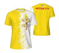 T-shirt sportiva con bandiera della Città del Vaticano con stampa 3D per tifosi e tifosi, Multicolore, S