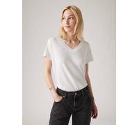 T shirt squadrata con scollo a V Bianco / White + Slub levi > clothing > women