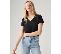 T shirt squadrata con scollo a V Nero / Caviar Slub levi > clothing > women > tops > t > shirts