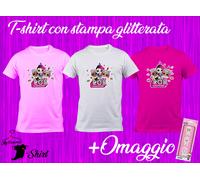 T-SHIRT STAMPA GLITTER LOL SURPRISE 3 COLORI + OAGGIO L.O.L. SPEDIZIONE VELOCE
