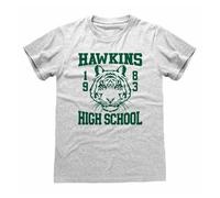 T-Shirt Stranger Things Hawkins High School Grigio Cenere