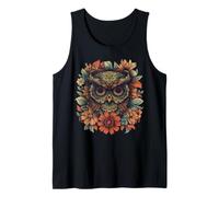 T-Shirt Sugar Skull Owl - Día de Los Muertos Floral Art Canotta
