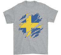 T-Shirt Svedese Con Bandiera Svedese Per Il Giorno Del Calcio Uomo 100% Cotone