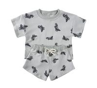 T Shirt T Shirt - Set di 2 pezzi per neonati, maglietta e pantaloncini con stampa dolce, grigio., 2-3 Anni