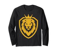 T-Shirt The King Lion Shield, Wild Lion Graphic Design Logo Maglia a Manica