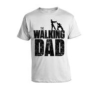 T-Shirt The Walking Dad Maglietta papà Festa del papà Tshirt Uomo Manica Corta Bianca Taglia L