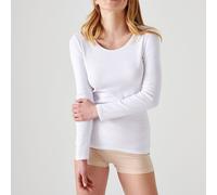 T-Shirt a Maniche Lunghe a Costine in Thermolactyl Bianco M