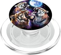 T-shirt Tigers Howling at Moon Mountain Three Tiger Moon PopSockets PopGrip per MagSafe