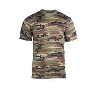 T-SHIRT TIPO MILITARE BY MIL-TEC MIMETICA WOODLAND 100% COTONE