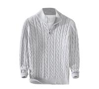 T Shirt Traspirante Uomo Uomo Spring Autumn and Winter Long Sleeved Vertical Striped Half High Collar Zipper Warm Top with Pullover Knitted Sweater Polo Uomo Tennis, grigio., XL