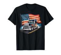 T-Shirt Truck Driver Trucker da Uomo Dad Big Rig American Maglietta