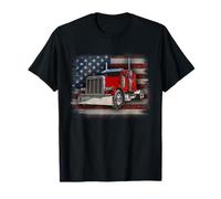 T-shirt Trucker Bandiera Americana e Big Rig Maglietta