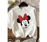 T-shirt ufficiale da uomo Disney a maniche corte in cotone con design di Minnie Mouse, con licenza ufficiale Disney, maglietta casual a maniche corte con scollo rotondo, adatta per l'estate e la prima