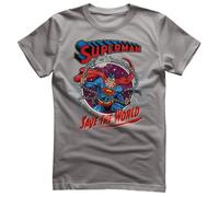 T-Shirt Ufficialmente Licenziata Superman - Salva Il Mondo Per Uomo