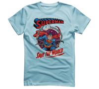 T-Shirt Ufficialmente Licenziata Superman - Salva Il Mondo Per Uomo