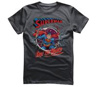 T-Shirt Ufficialmente Licenziata Superman - Salva Il Mondo Per Uomo
