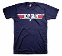 T-Shirt Ufficialmente Licenziato Top GUN Con Logo Distressed Taglie S-XXL
