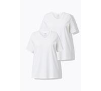 Ulla Popken, 2er-Pack Gleichfarbig T-Shirt Basic, Confezione da 2 Pezzi, Stesso Colore, Bianco, 64-66 Plus Donna