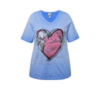 T-shirt Ulla Popken da donna taglie forti cuore tradizionale scollo a V classico