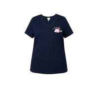 T-shirt Ulla Popken da donna taglie forti fiore scollo a V mezza manica