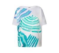 T-shirt Ulla Popken da donna taglie forti in raso davanti scollo a U Boot