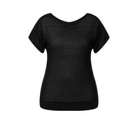 T-shirt Ulla Popken da donna taglie forti misto lino schiena bottoni girocollo