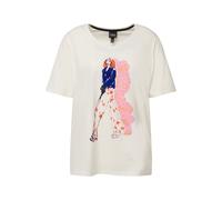 Ulla Popken Maglietta da Donna, Oversize, Scollo a V, Mezza Manica, Bianco, 52-54