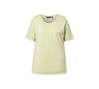 T-shirt Ulla Popken da donna taglie forti oversize con volant tasca sul petto