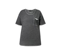 T-shirt Ulla Popken da donna taglie forti oversize con volant tasca sul petto