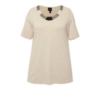 T-shirt Ulla Popken da donna taglie forti ricamo di perle linea A girocollo