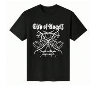 T-shirt unisex a maniche corte con scollo tondo in 100% cotone - "City of Angels Circle in the Air Los Angeles" - Maglietta basic con grafica ispirata al mistico e all'urbano per l'estate - Top da uom