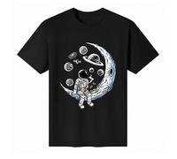 T-shirt unisex a maniche corte con scollo tondo in 100% cotone con grafica "Astronauta e Spazio" - Top estivo da uomo a tema spaziale Questa t-shirt nera a maniche corte in cotone è ricca di misterios