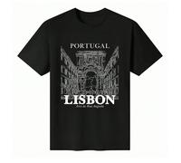 T-shirt unisex a maniche corte con scollo tondo in 100% cotone con grafica di Lisbona, Portogallo - Top estivo da uomo ispirato ai viaggi Questa t-shirt unisex a maniche corte e scollo rotondo è reali