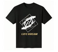 T-shirt unisex a maniche corte con scollo tondo in 100% cotone con grafica "Life Dream" - Amicizia - Aspirazione - Top estivo da uomo a tema Questa t-shirt nera a maniche corte in cotone è ispirata ai
