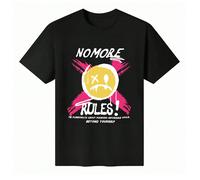 T-shirt unisex a maniche corte con scollo tondo in 100% cotone con grafica "No More Rules" - Ribellione - S-Empowerment - Top estivo da uomo a tema Questa t-shirt nera a maniche corte in cotone è tutt