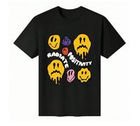 T-shirt unisex a maniche corte con scollo tondo in 100% cotone con grafica "Radiate Positivity" - Top estivo da uomo a tema positività e benessere Questa t-shirt nera a maniche corte in cotone ha un t