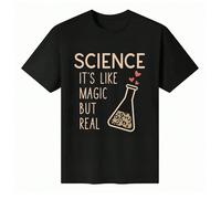 T-shirt unisex a maniche corte con scollo tondo in 100% cotone - "La scienza è come la magia, ma è reale". Maglietta basic con grafica ispirata alla scienza, per l'estate, da uomo. Questa t-shirt unis