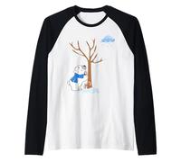 T-Shirt Unisex con Motivo Orso Polare con Neve Maglia con Maniche Raglan