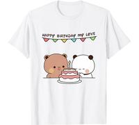 T-shirt unisex con panda Kawaii con scritta "Hug Bubu and Dudu Happy Birthday My Love Valentines Days", bianco, S
