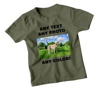 T-shirt unisex personalizzata per bambini cani colore foto testo
